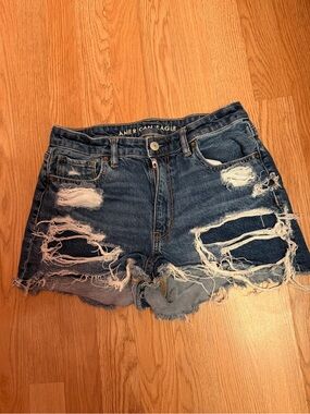 American Eagle Outfitters Ripped Dark Blue Denim Shorts